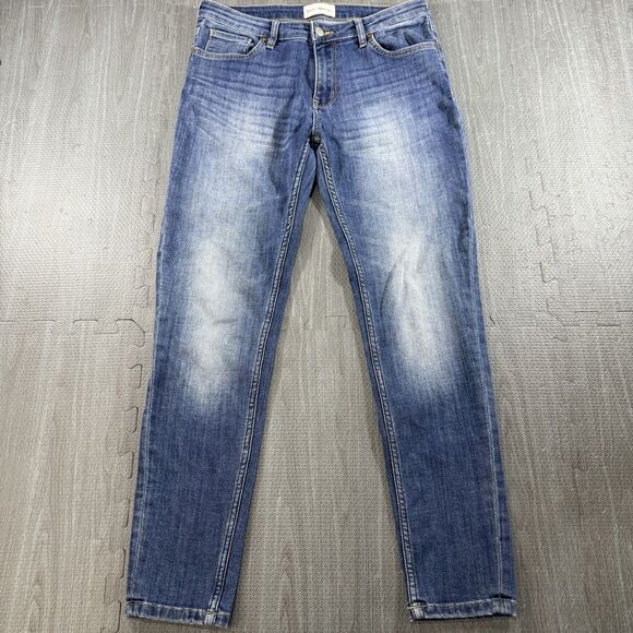 Dish Denim Jeans Women W30 L28 Blue Med Rise Skinny Medium Wash Stretch Zip - Picture 1 of 6